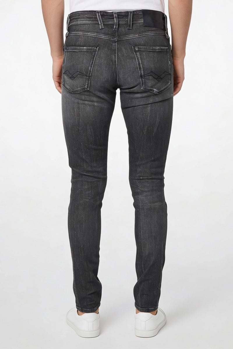 Replay Men Slim Fit Bronny Washed Stretchable Denim Jeans, Grey - Image 5